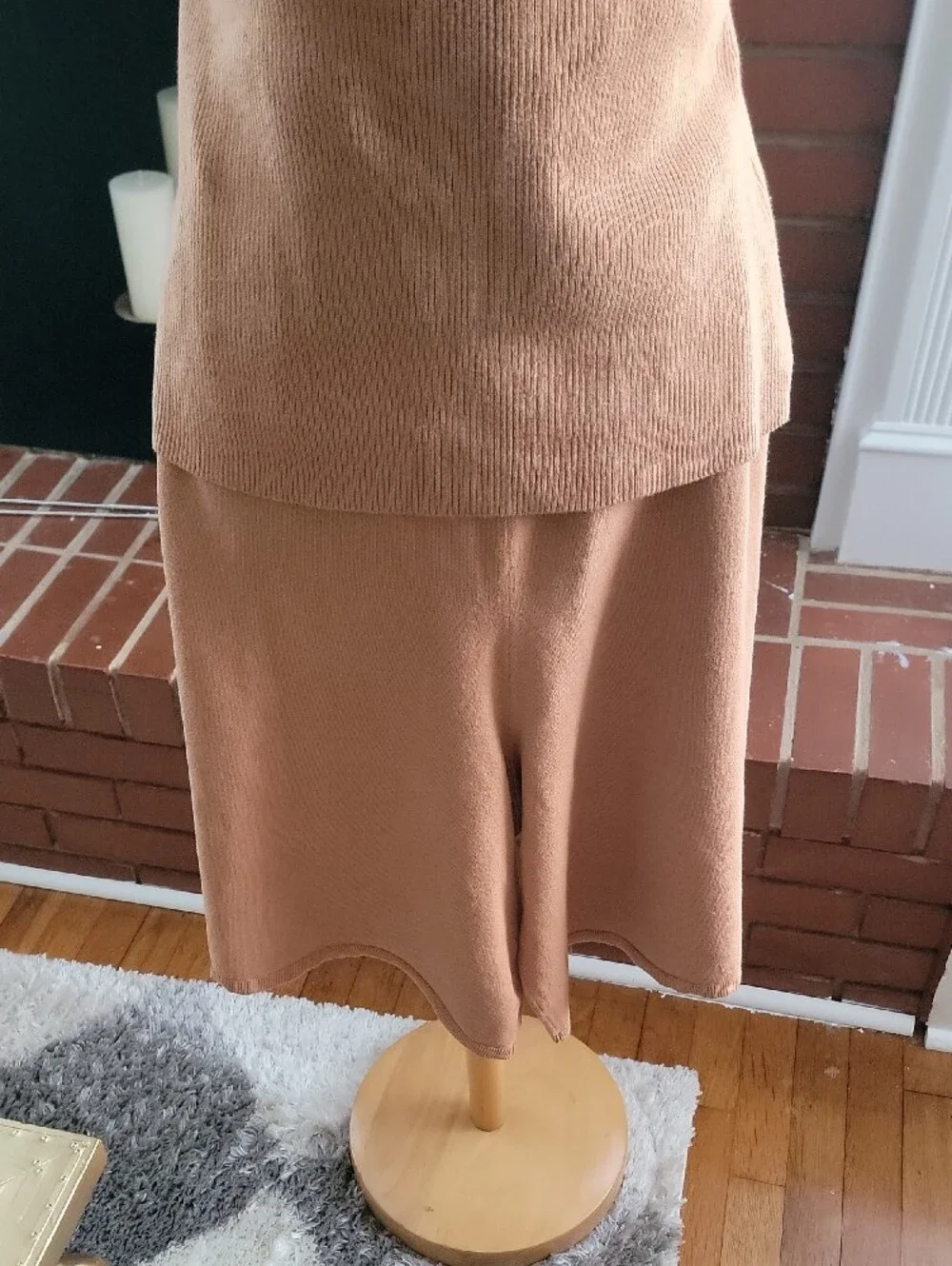 Free People Ribbed Strapless Shorts Set in Camel Brown
